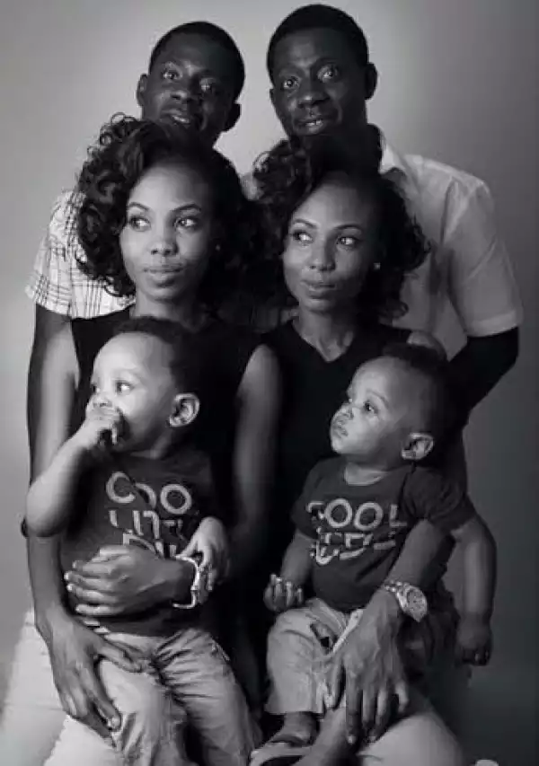Amazing!! Twin Brothers Marry Twin Sisters And Give Birth To Sons Who Look Alike [See Photo]